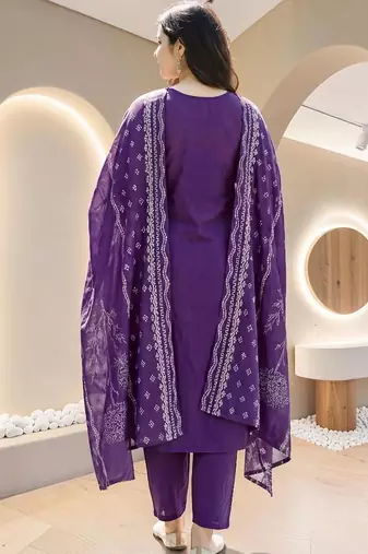 Women Ethnic Motifs Printed Regular Pure Cotton Kurta with Trousers & With Dupatta