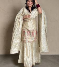 Women Ethnic Motifs Embroidered Regular Thread Work Kurta with Sharara & With Dupatta