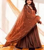 Women Ethnic Motifs Embroidered Panelled Thread Work Kurta with Palazzos & With Dupatta