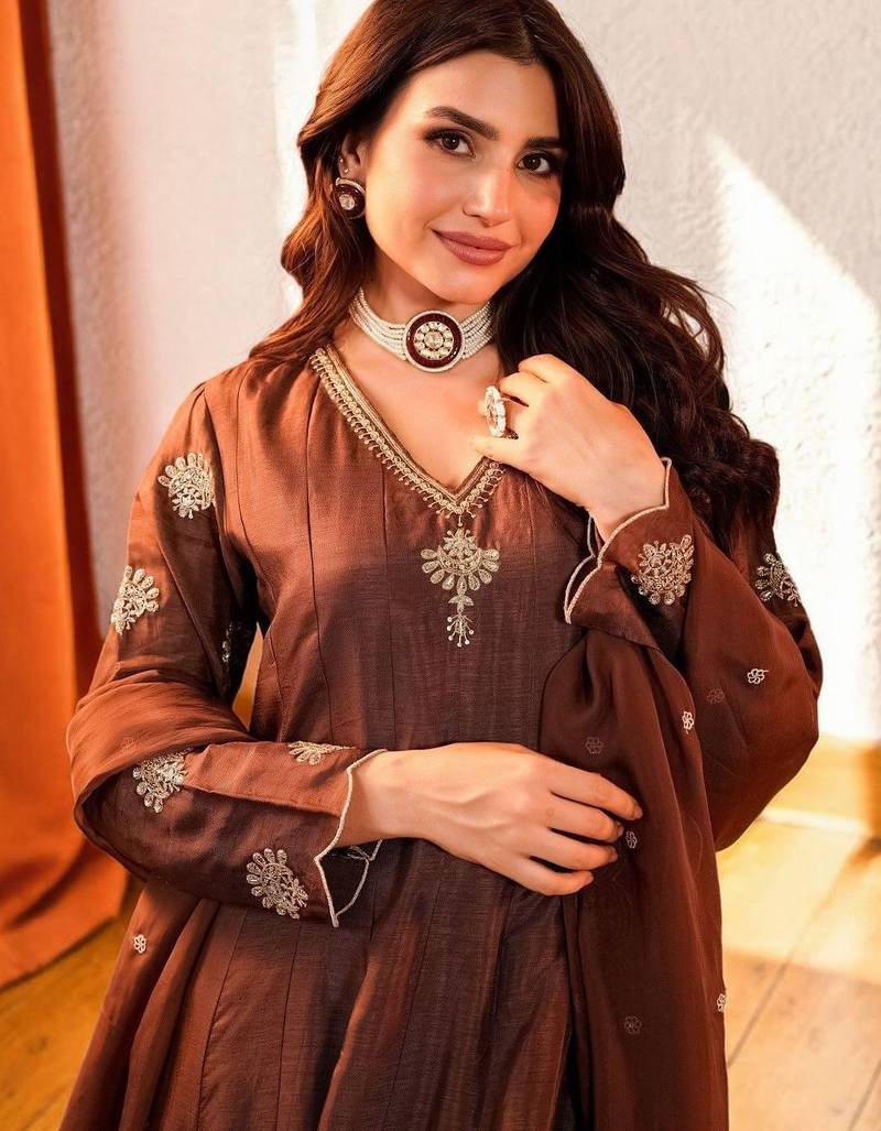 Women Ethnic Motifs Embroidered Panelled Thread Work Kurta with Palazzos & With Dupatta