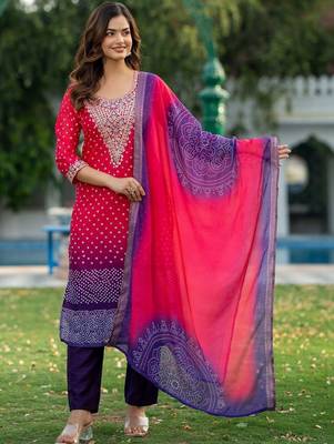 Women Ombre Printed Regular Kurta with Trousers & With Dupatta 1