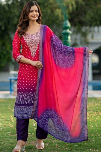 Women Ombre Printed Regular Kurta with Trousers & With Dupatta