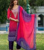 Women Ombre Printed Regular Kurta with Trousers & With Dupatta