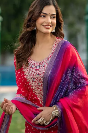 Women Ombre Printed Regular Kurta with Trousers & With Dupatta