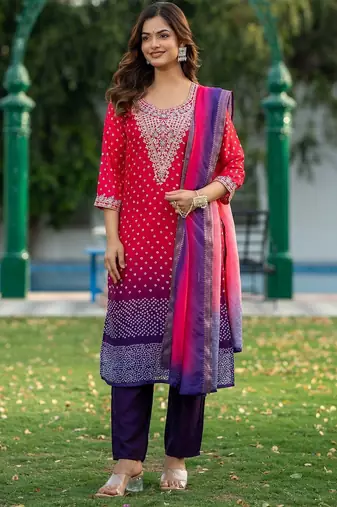 Women Ombre Printed Regular Kurta with Trousers & With Dupatta