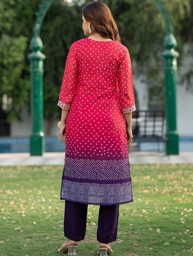 Women Ombre Printed Regular Kurta with Trousers & With Dupatta