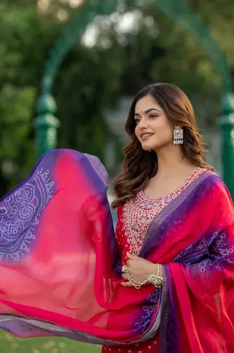Women Ombre Printed Regular Kurta with Trousers & With Dupatta