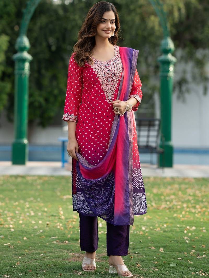 Women Ombre Printed Regular Kurta with Trousers & With Dupatta