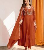 Women Ethnic Motifs Embroidered Empire Thread Work Kurta with Trousers & With Dupatta