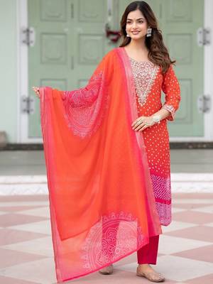 Women Ethnic Motifs Printed Regular Thread Work Kurta with Trousers & With Dupatta 1