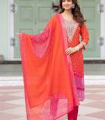 Women Ethnic Motifs Printed Regular Thread Work Kurta with Trousers & With Dupatta