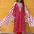 Women Leheriya Dyed Regular Thread Work Kurta with Trousers & With Dupatta