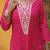 Women Leheriya Dyed Regular Thread Work Kurta with Trousers & With Dupatta