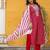 Women Leheriya Dyed Regular Thread Work Kurta with Trousers & With Dupatta