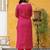 Women Leheriya Dyed Regular Thread Work Kurta with Trousers & With Dupatta