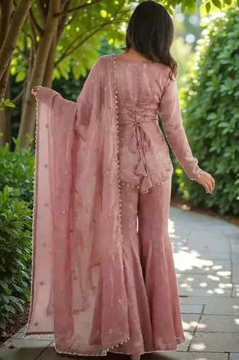 Women Embroidered Regular Gotta Patti Kurti with Sharara & With Dupatta