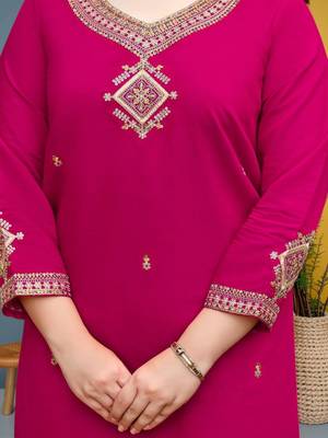 Women Ethnic Motifs Embroidered Regular Thread Work Kurta with Trousers & With Dupatta 6