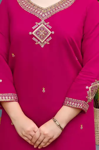 Women Ethnic Motifs Embroidered Regular Thread Work Kurta with Trousers & With Dupatta