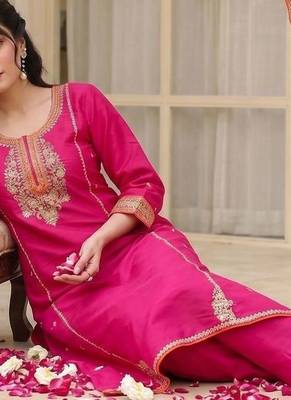 Women Ethnic Motifs Embroidered Regular Thread Work Kurta with Trousers & With Dupatta 1