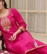 Women Ethnic Motifs Embroidered Regular Thread Work Kurta with Trousers & With Dupatta