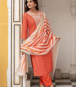 Women Ethnic Motifs Embroidered Regular Thread Work Pure Cotton Kurta with Trousers & With Dupatta