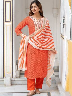 Women Ethnic Motifs Embroidered Regular Thread Work Pure Cotton Kurta with Trousers & With Dupatta 3