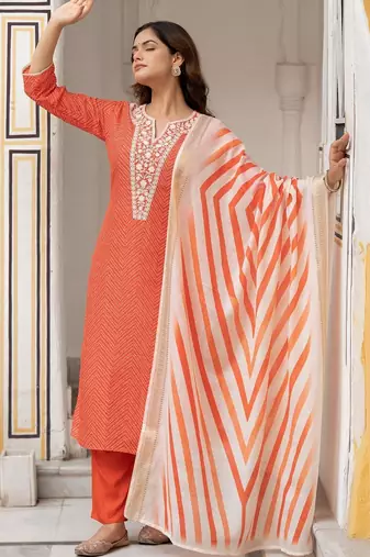 Women Ethnic Motifs Embroidered Regular Thread Work Pure Cotton Kurta with Trousers & With Dupatta