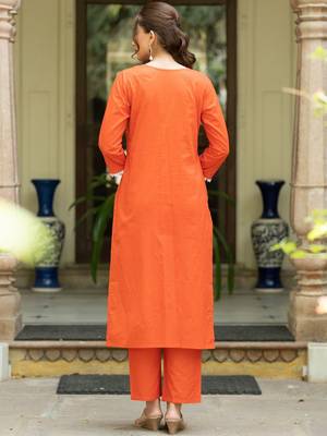 Women Ethnic Motifs Embroidered Regular Thread Work Pure Cotton Kurta with Trousers & With Dupatta 4