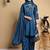 Women Floral Embroidered Pleated Thread Work Kurta with Palazzos & With Dupatta