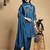 Women Floral Embroidered Pleated Thread Work Kurta with Palazzos & With Dupatta