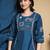 Women Floral Embroidered Pleated Thread Work Kurta with Palazzos & With Dupatta