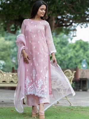 Women Ethnic Motifs Embroidered Regular Thread Work Kurta with Trousers & With Dupatta 3