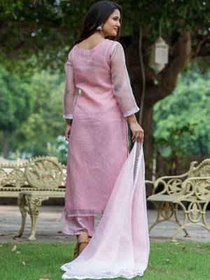 Women Ethnic Motifs Embroidered Regular Thread Work Kurta with Trousers & With Dupatta 4