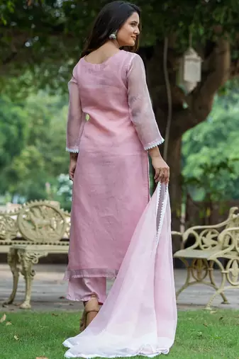 Women Ethnic Motifs Embroidered Regular Thread Work Kurta with Trousers & With Dupatta