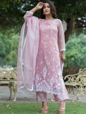 Women Ethnic Motifs Embroidered Regular Thread Work Kurta with Trousers & With Dupatta 6