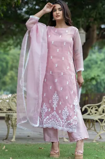 Women Ethnic Motifs Embroidered Regular Thread Work Kurta with Trousers & With Dupatta