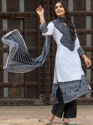 Women Ethnic Motifs Printed Regular Pure Cotton Kurta with Trousers & With Dupatta 3
