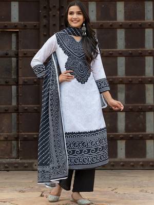 Women Ethnic Motifs Printed Regular Pure Cotton Kurta with Trousers & With Dupatta 6
