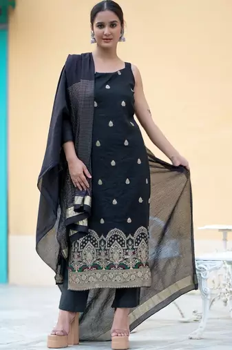 Women Ethnic Motifs Embroidered Regular Thread Work Kurta with Trousers & With Dupatta