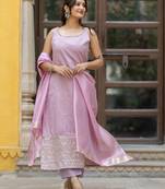 Women Ethnic Motifs Regular Thread Work Kurta with Trousers & With Dupatta