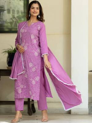 Women Ethnic Motifs Embroidered Regular Thread Work Kurta with Trousers & With Dupatta 1