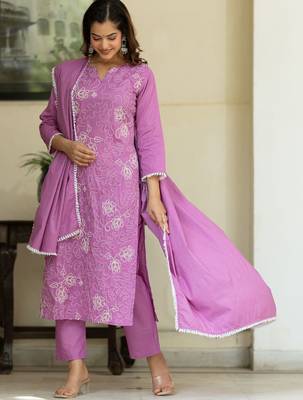 Women Ethnic Motifs Embroidered Regular Thread Work Kurta with Trousers & With Dupatta 7