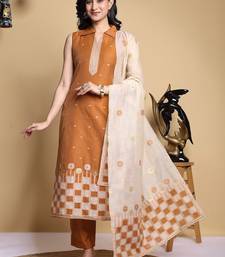 Ethnic Motifs Printed Regular Thread Work Kurta with Trousers & With Dupatta