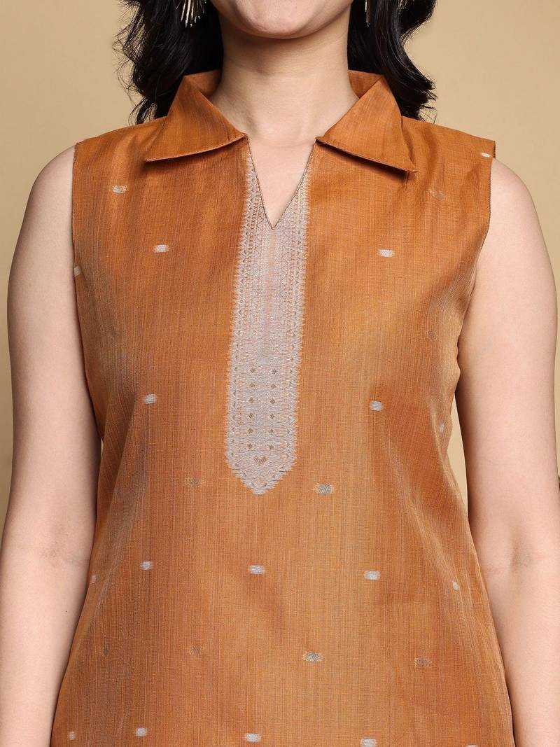 Ethnic Motifs Printed Regular Thread Work Kurta with Trousers & With Dupatta
