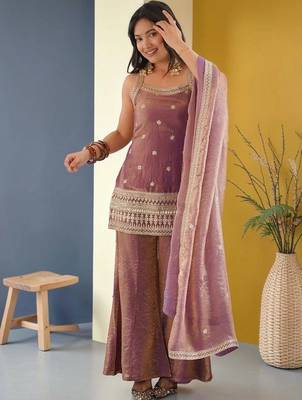 Women Ethnic Motifs Embroidered Regular Kurta with Sharara & With Dupatta 2