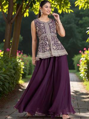 Women Ethnic Motifs Embroidered Regular Silk Georgette Kurti with Palazzos & With Dupatta 5