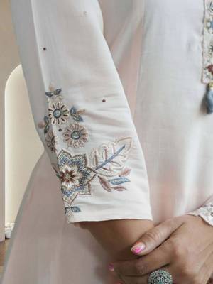 Women Ethnic Motifs Embroidered Regular Thread Work Pure Cotton Kurta with Trousers & With Dupatta 5