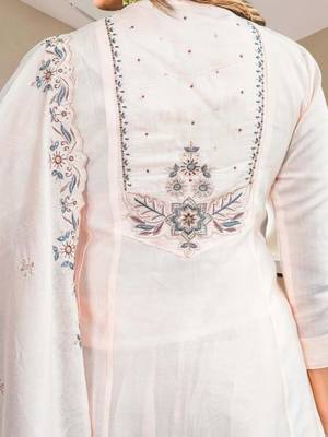 Women Ethnic Motifs Embroidered Regular Thread Work Pure Cotton Kurta with Trousers & With Dupatta 6