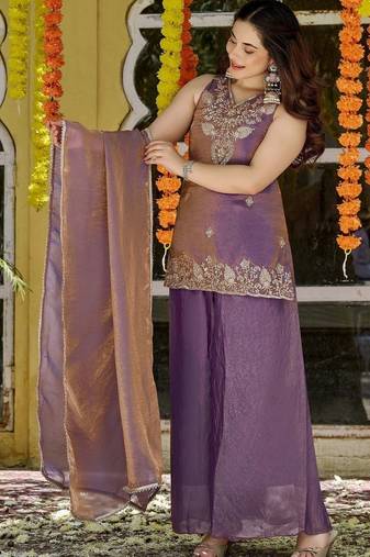 Women Ethnic Motifs Embroidered Regular Thread Work Kurta with Palazzos & With Dupatta