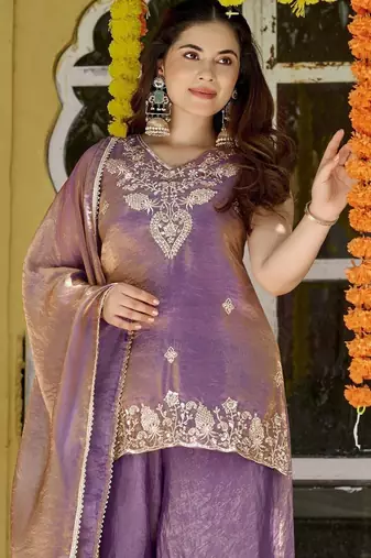 Women Ethnic Motifs Embroidered Regular Thread Work Kurta with Palazzos & With Dupatta